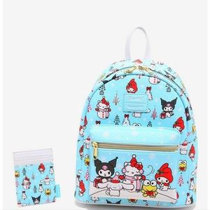 LOUNGEFLY HELLO KITTY SANRIO HOLIDAY BACKPACK/CARDHOLDER